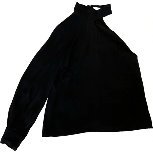 ELLIATT x REVOLVE Black Cubism One Shoulder Mock Neck Top Asymmetrical Blouse S - Picture 5 of 10